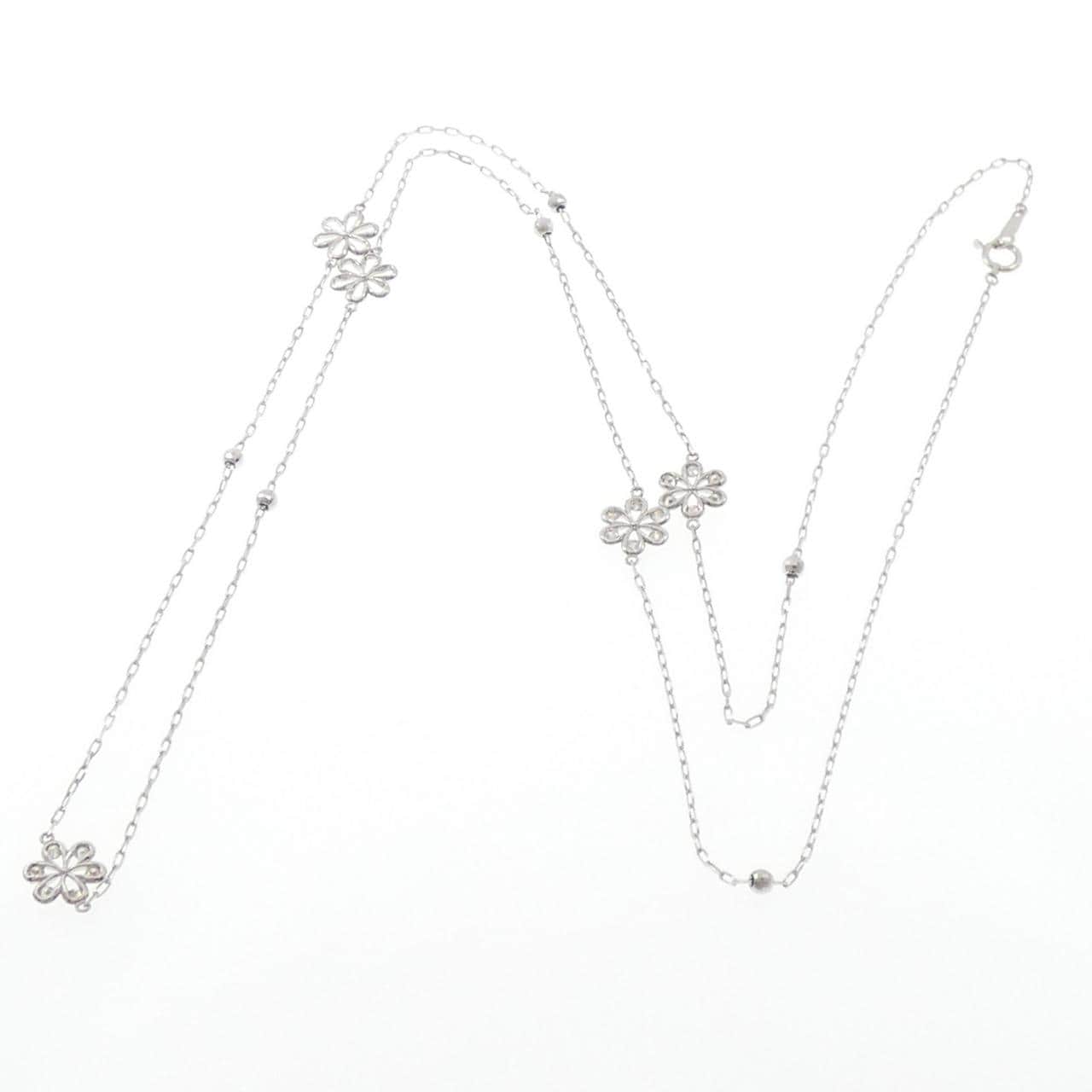 PT900/PT850 フラワー ダイヤモンド ネックレス