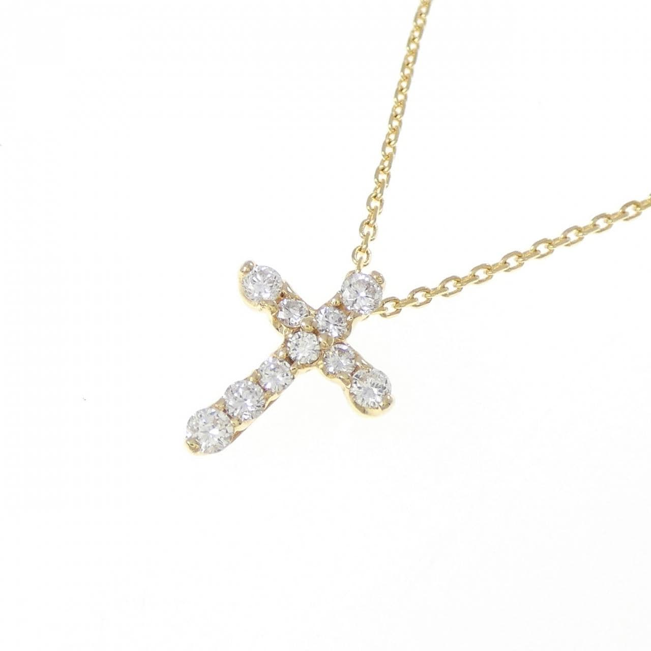 K18YG クロス ダイヤモンド ネックレス 0.20CT