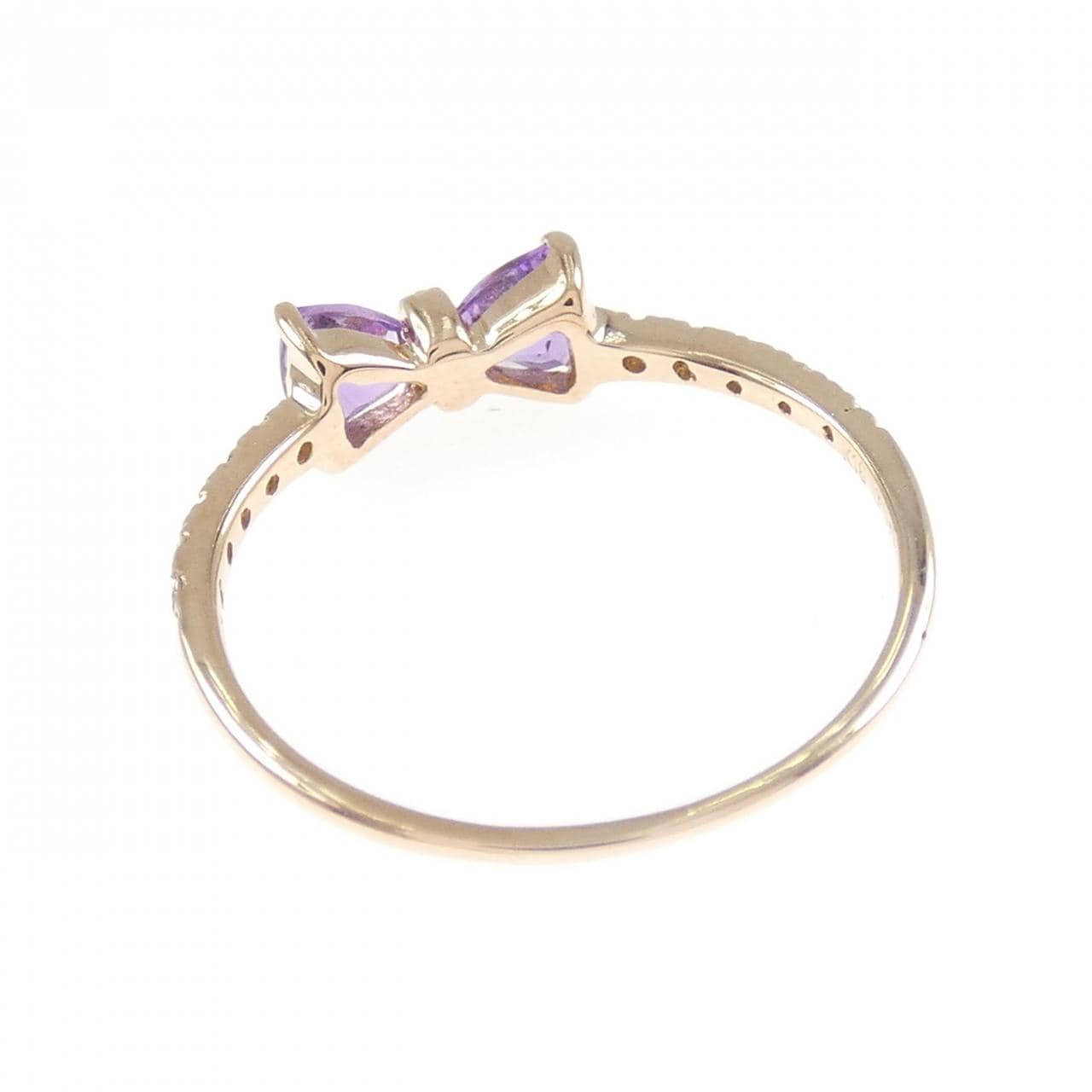 K18PG リボン アメジスト リング 0.42CT