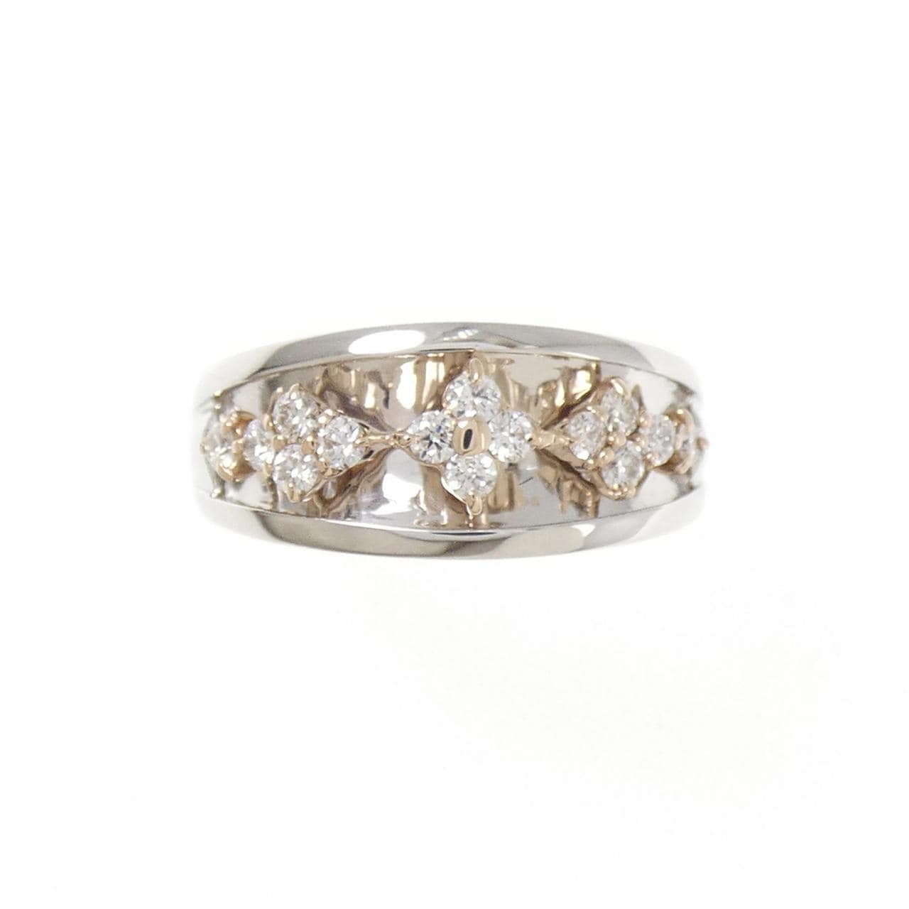 PT900/K18PG フラワー ダイヤモンド リング 0.29CT