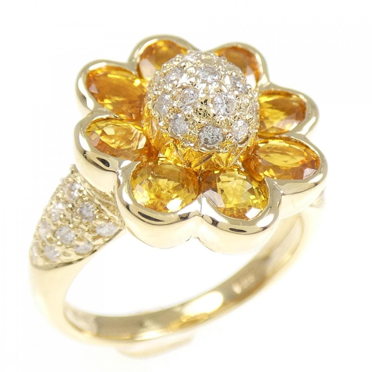 K18YG Flower Sapphire Ring 2.76CT