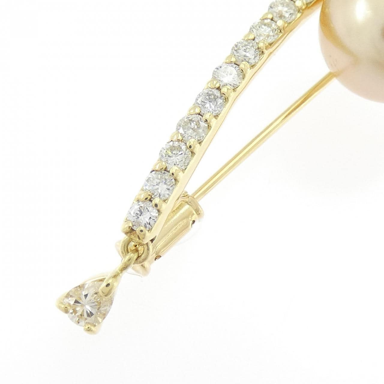 K18YG 白蝶パール ブローチ 10.3mm