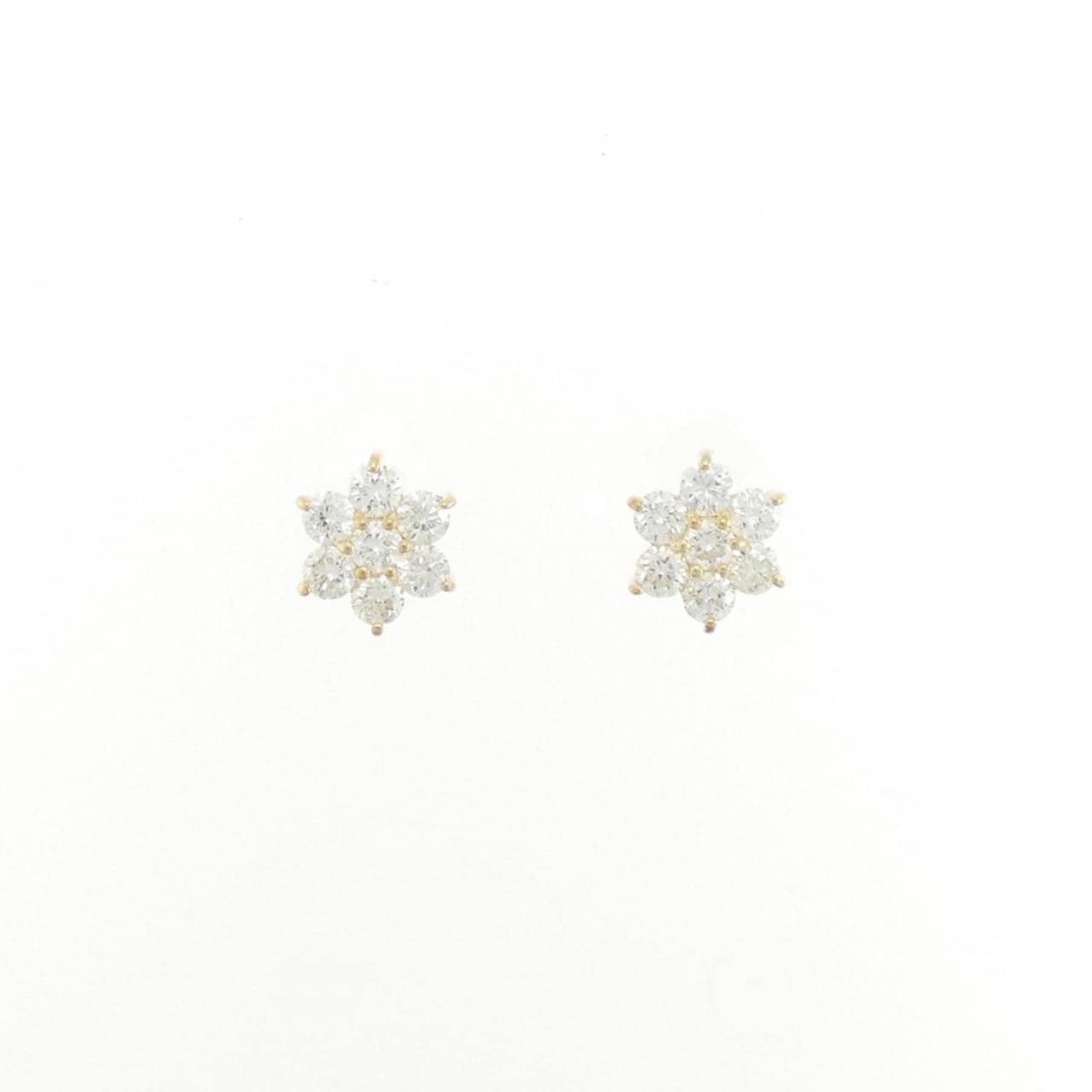 【リメイク】K18YG フラワー ダイヤモンド ピアス 0.60CT