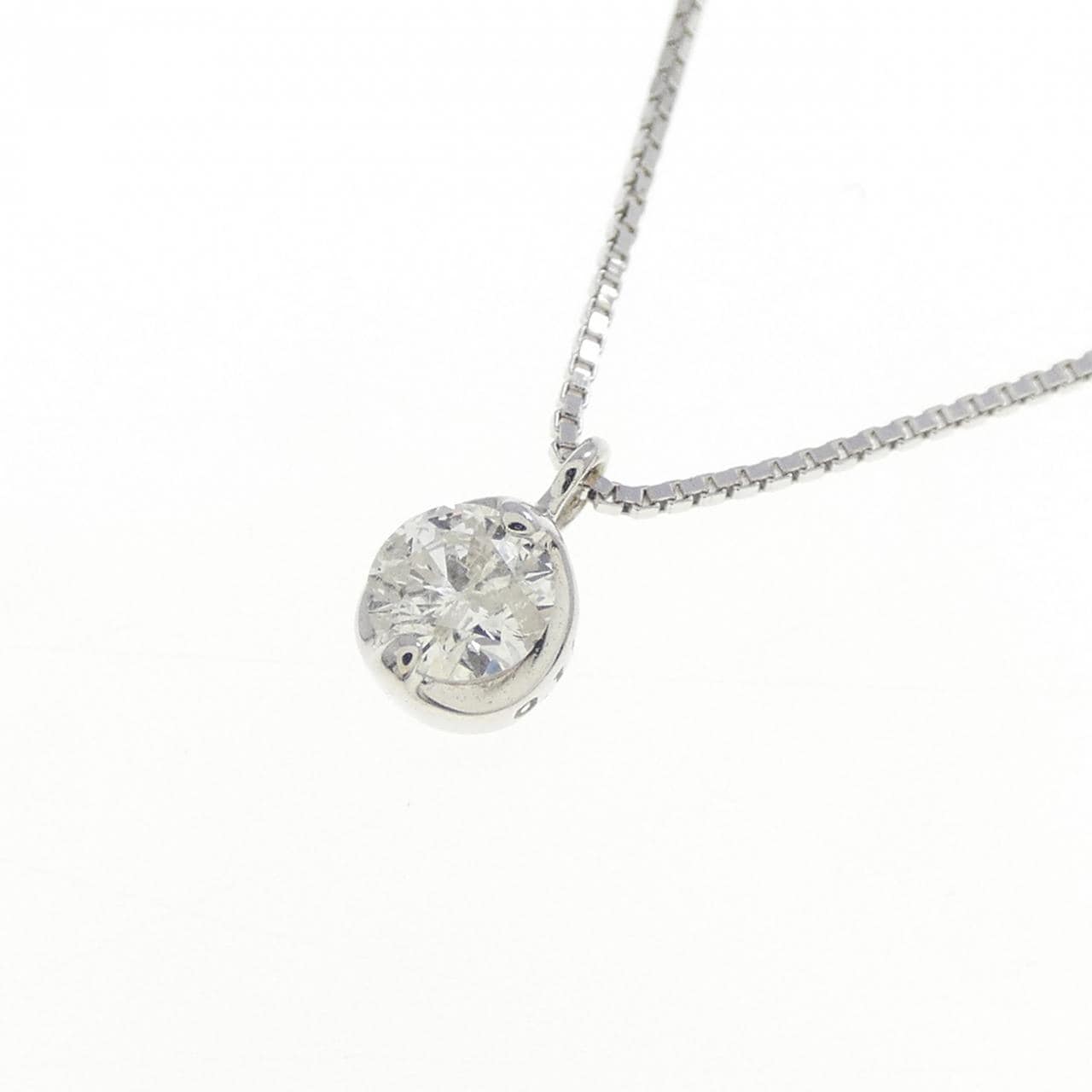 K10WG ソリティア ダイヤモンド ネックレス 0.10CT