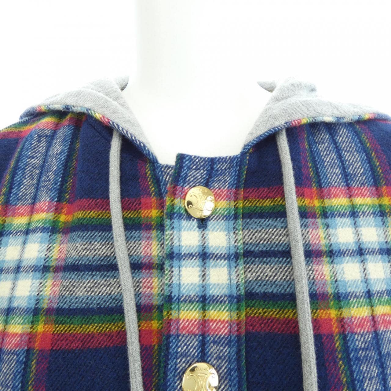 セリーヌ CELINE キルティングチェックオーバーシャツ　トリオンフ 2W16B029X ジャケット