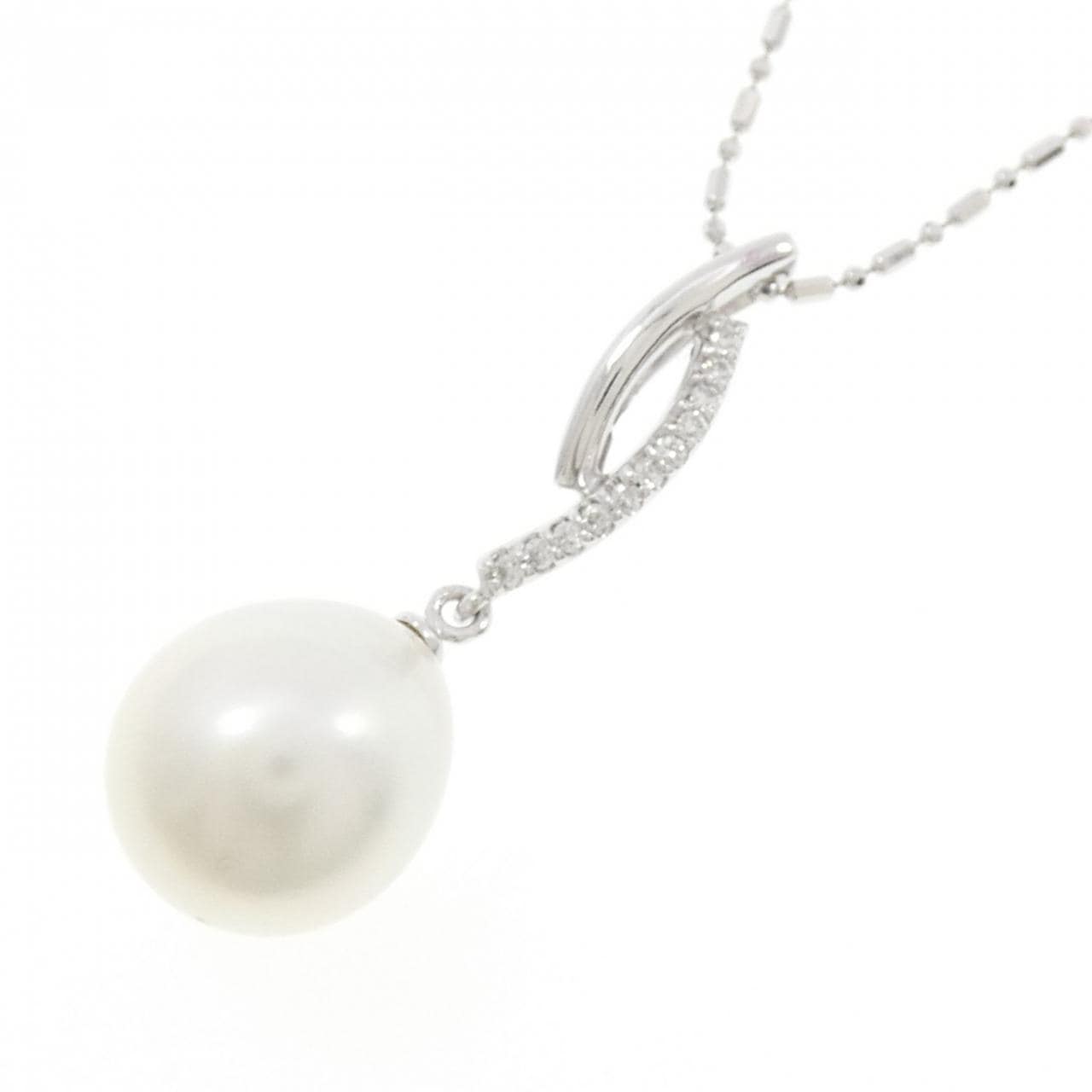 K18WG 白蝶パール ネックレス 11.4mm