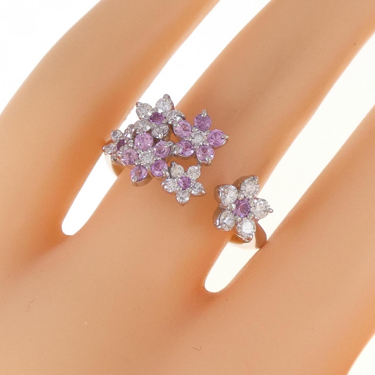 PT フラワー サファイヤ リング 0.56CT