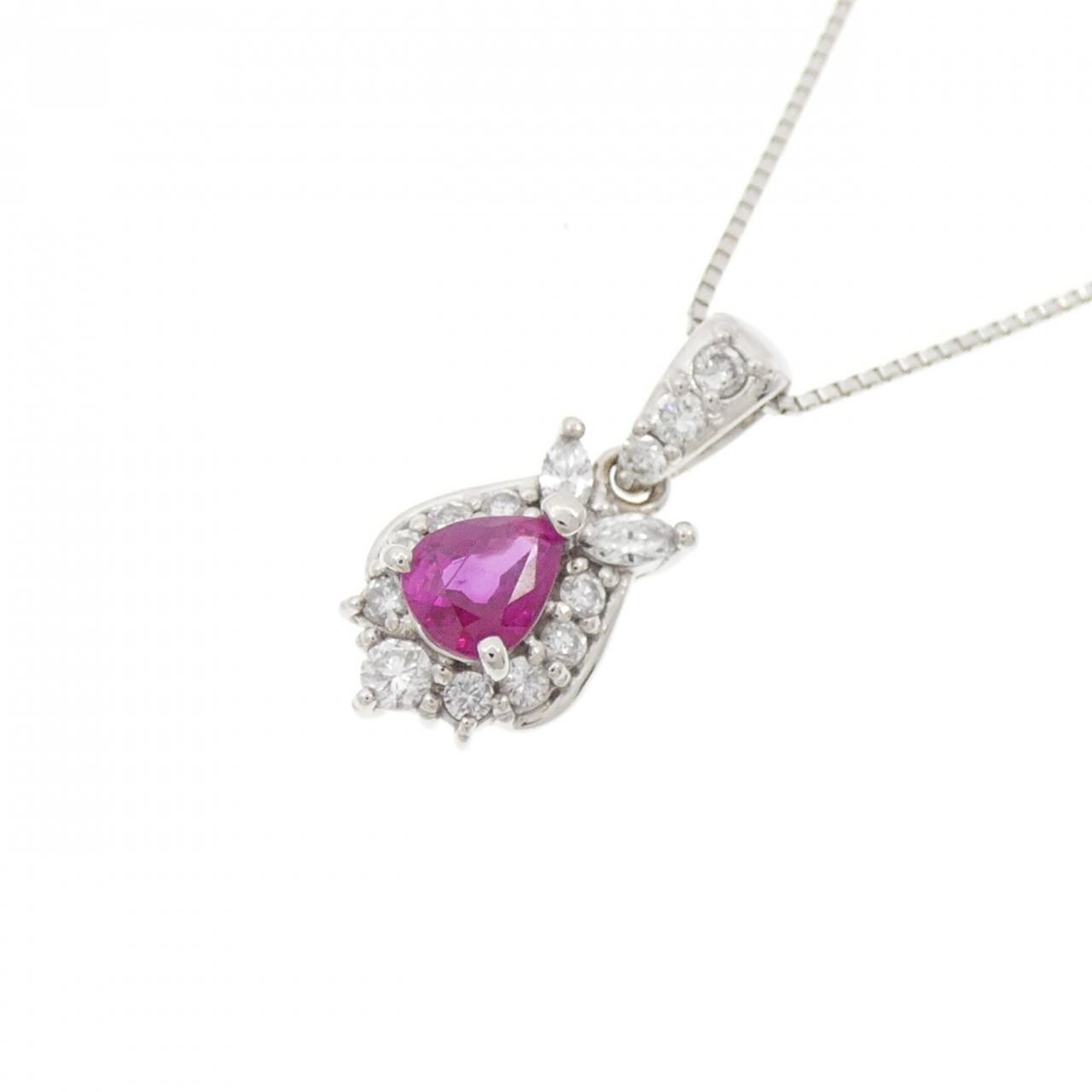 PT900/PT850 ルビー ネックレス 0.58CT