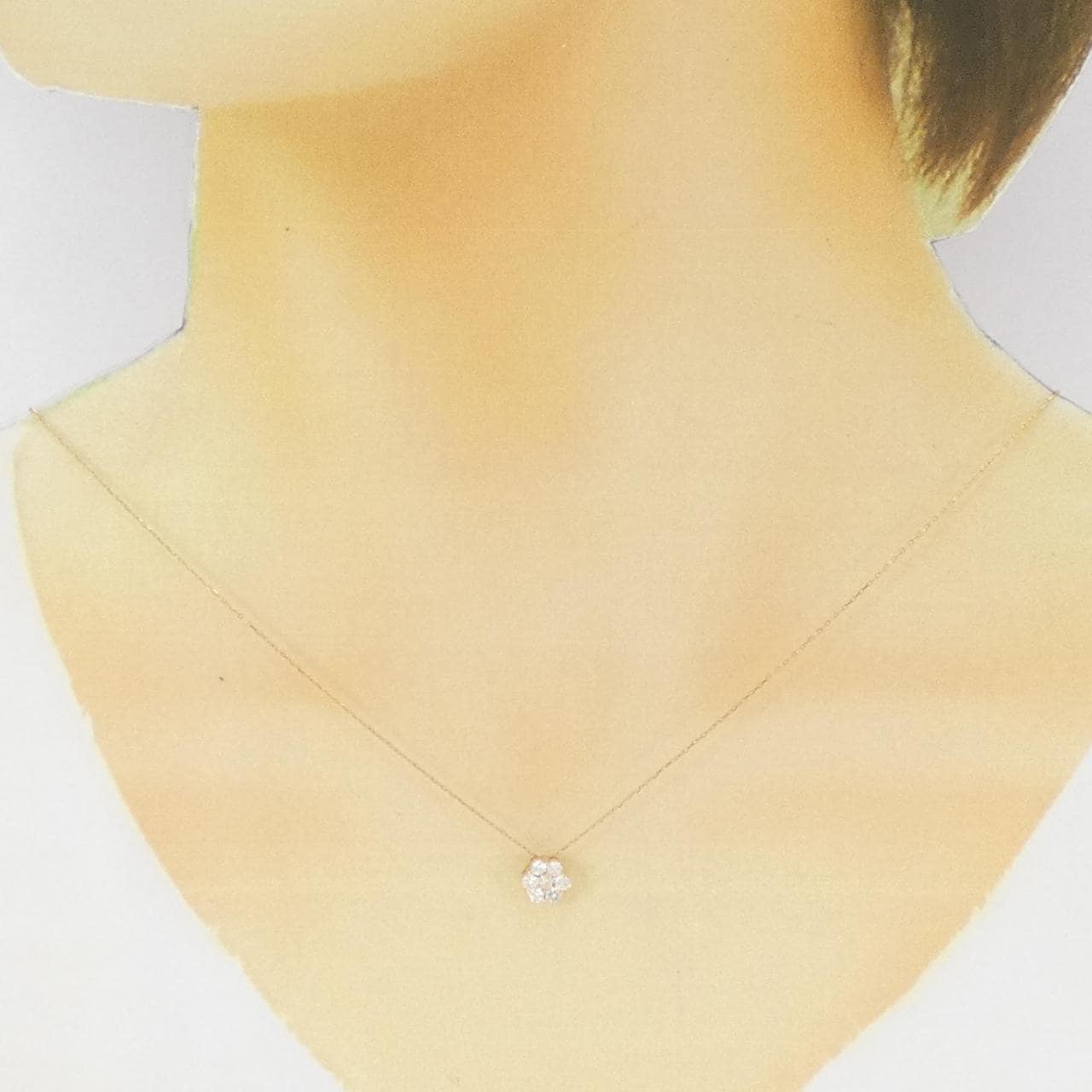 K18YG フラワー ダイヤモンド ネックレス 0.3CT