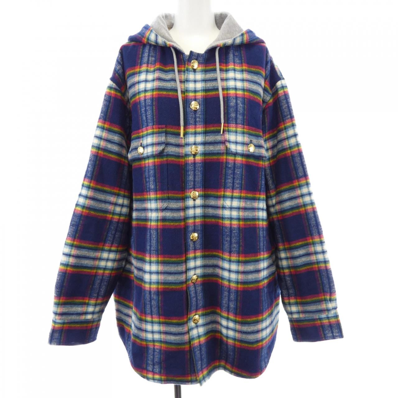 セリーヌ CELINE キルティングチェックオーバーシャツ　トリオンフ 2W16B029X ジャケット