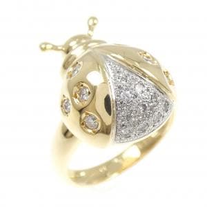 K18YG/PT900 テントウムシ ダイヤモンド リング 0.30CT