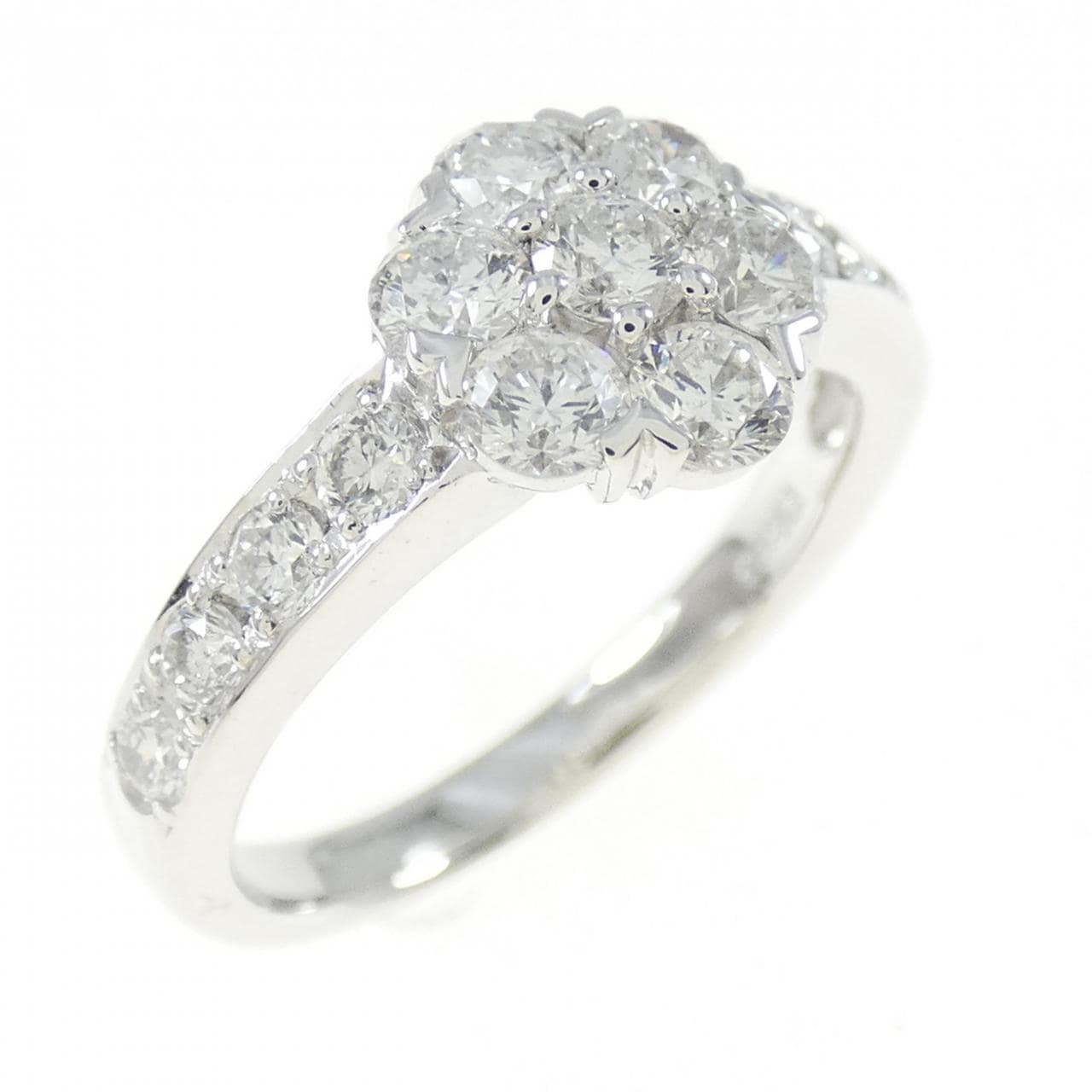 K18WG フラワー ダイヤモンド リング 1.00CT