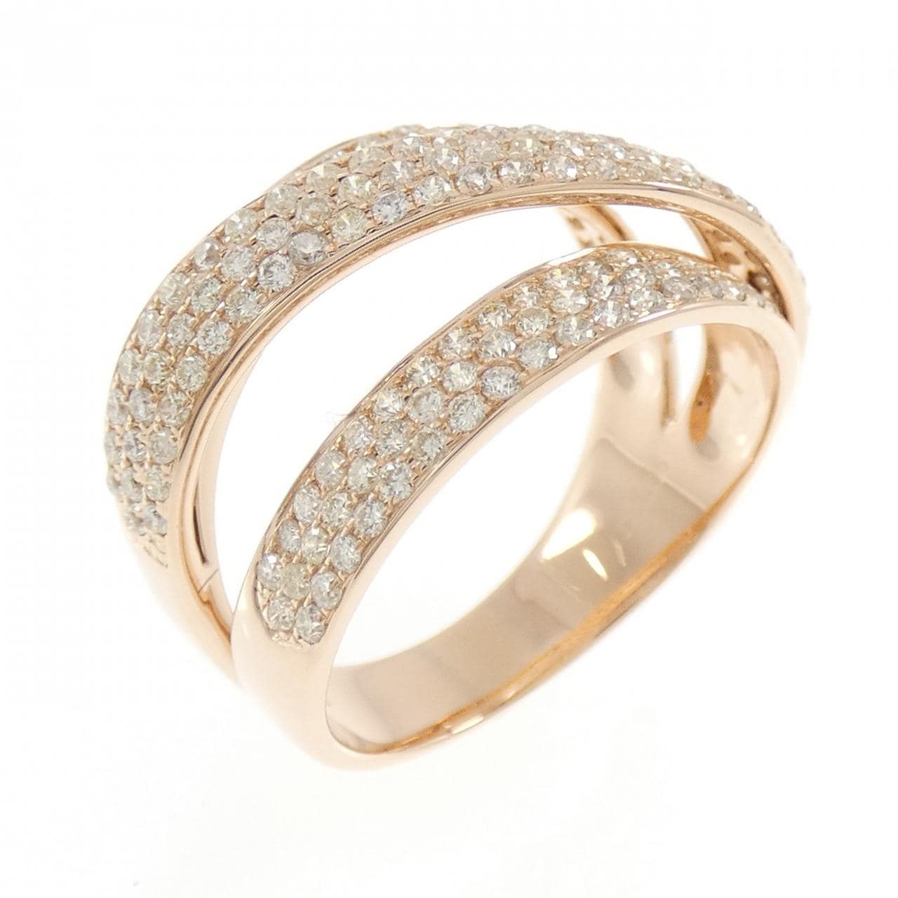 K18PG パヴェ ダイヤモンド リング 1.06CT