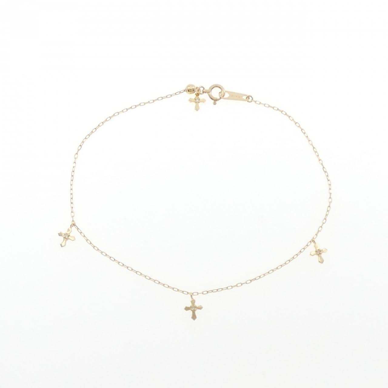 K18YG クロス ダイヤモンド ブレスレット 0.03CT