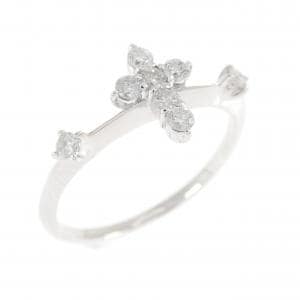 K18WG クロス ダイヤモンド リング 0.2CT