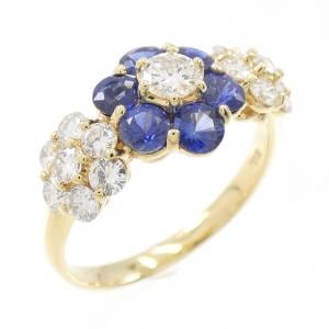 K18YG フラワー サファイヤ リング 0.80CT
