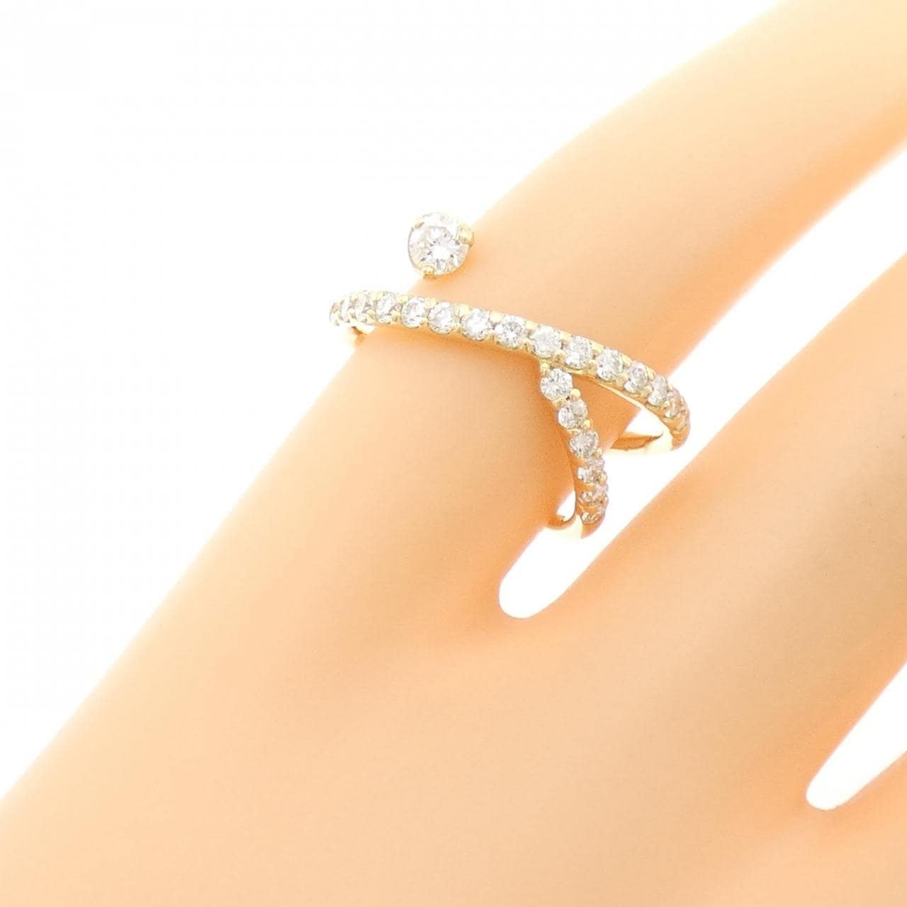K18YG ダイヤモンド ピンキーリング 0.35CT