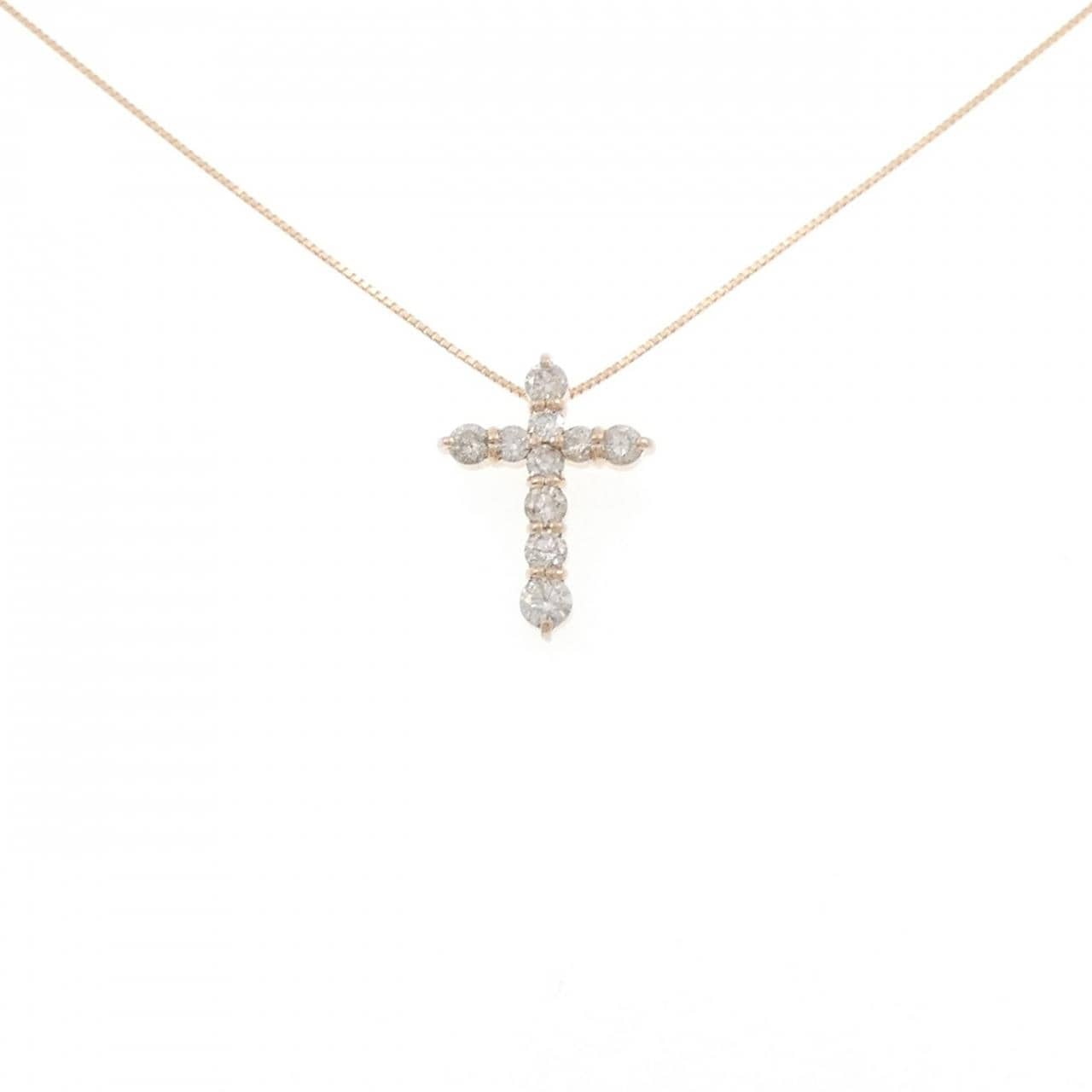 K18PG クロス ダイヤモンド ネックレス 1.00CT