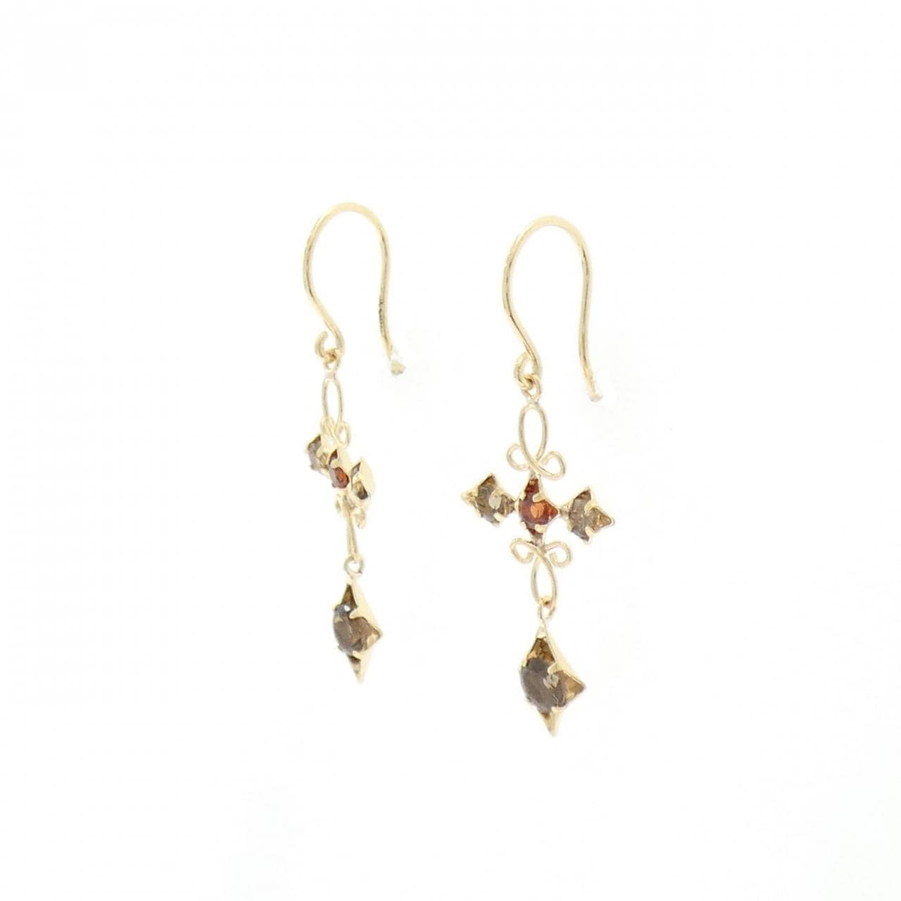 K18YG クロス ガーネット ピアス