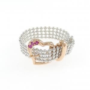 K18WG/K18PG ハート ルビー リング 0.05CT