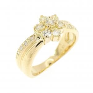 K18YG フラワー ダイヤモンド リング 0.38CT