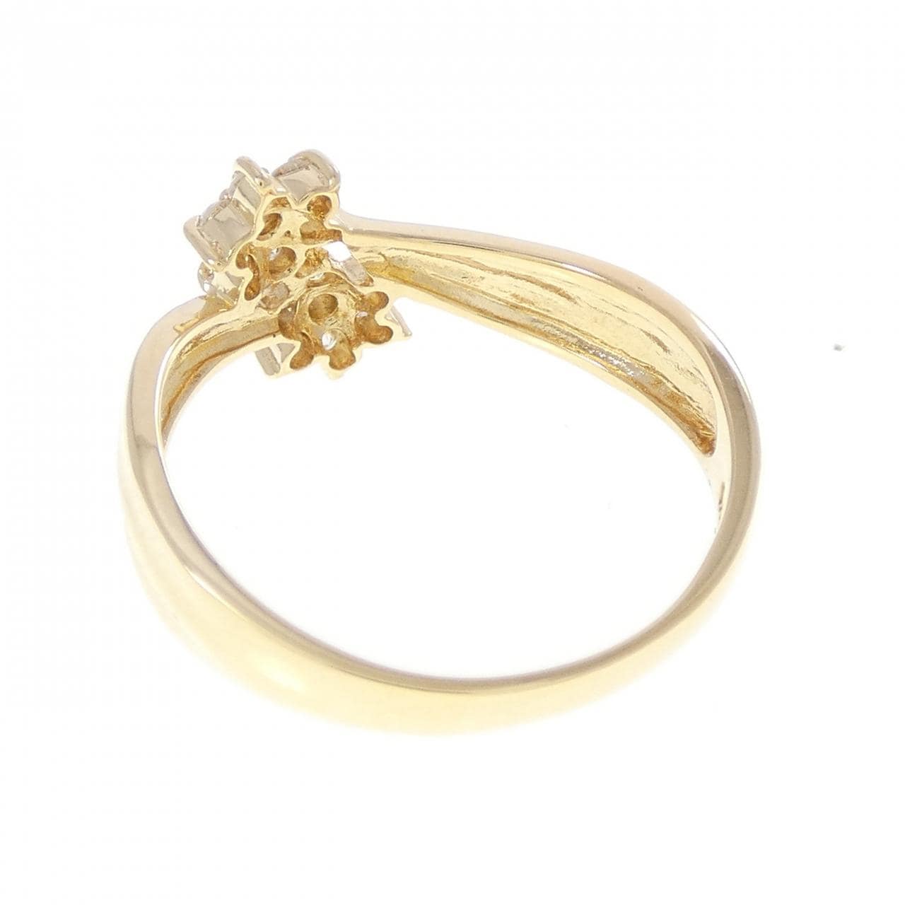 K18YG フラワー ダイヤモンド リング 0.18CT