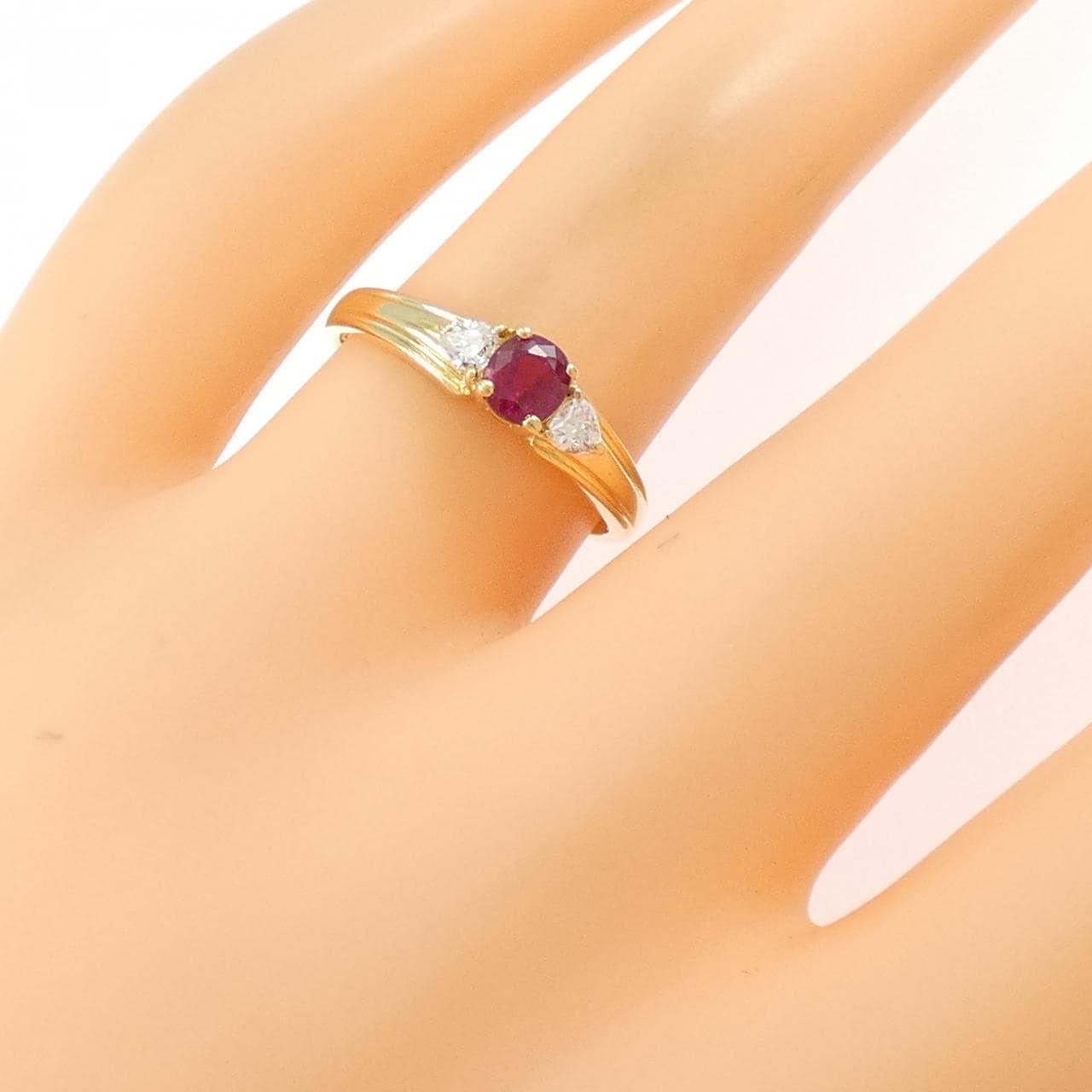 K18YG ルビー リング 0.43CT