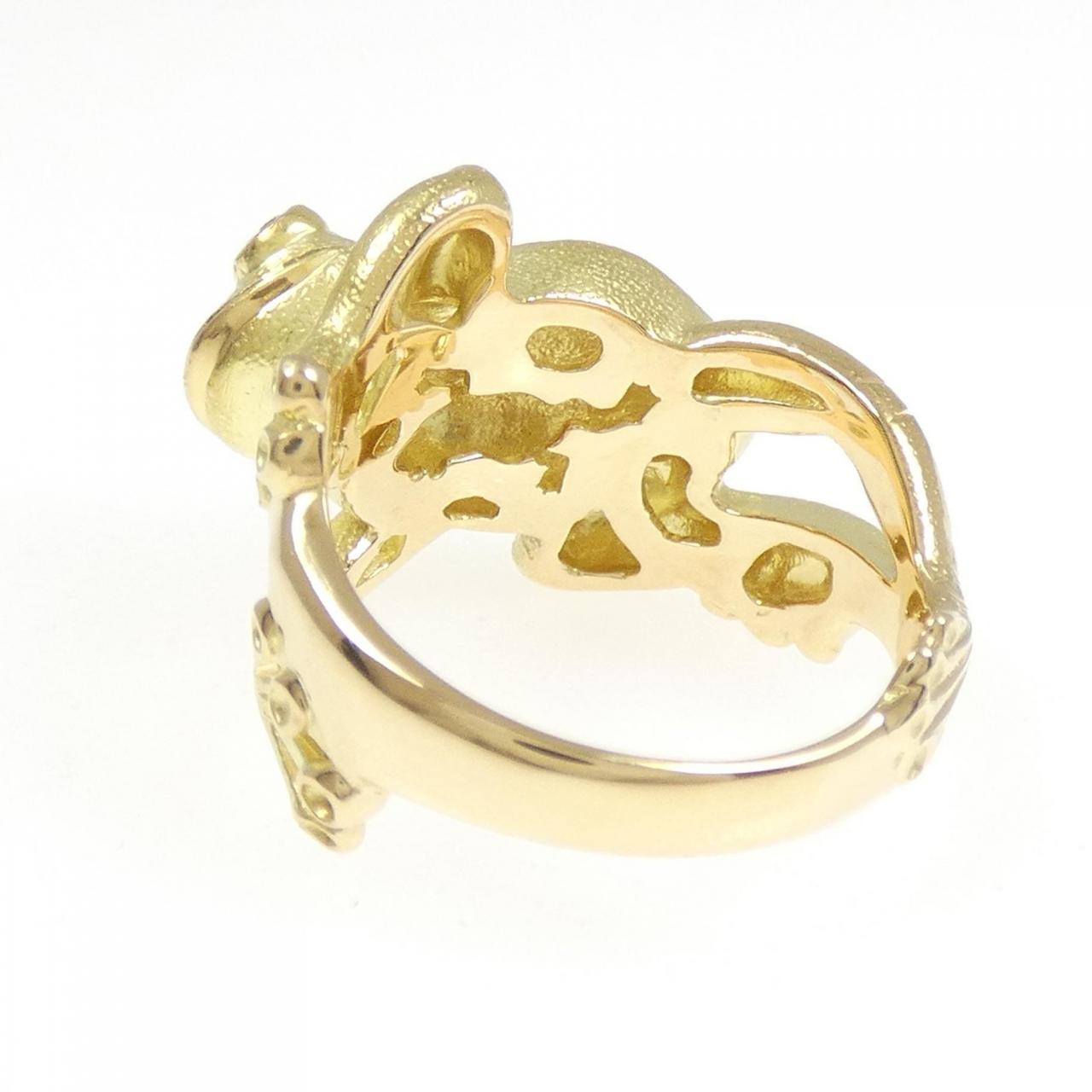 K18YG フロッグ エメラルド リング