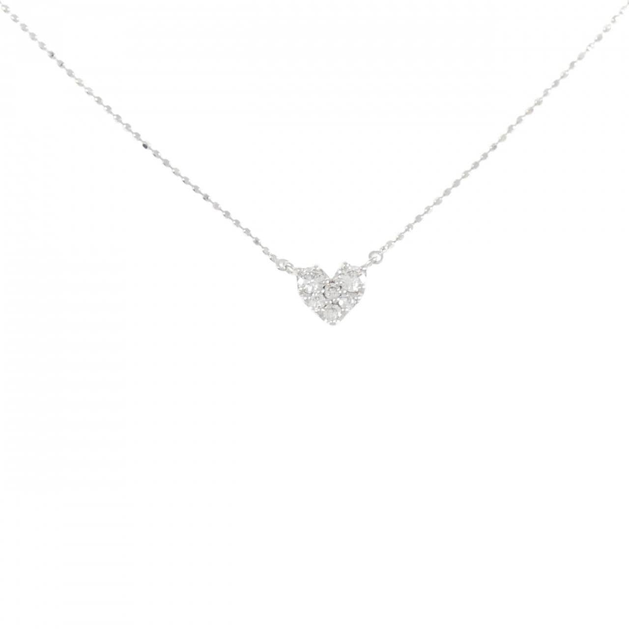 K18WG ハート ダイヤモンド ネックレス 0.20CT