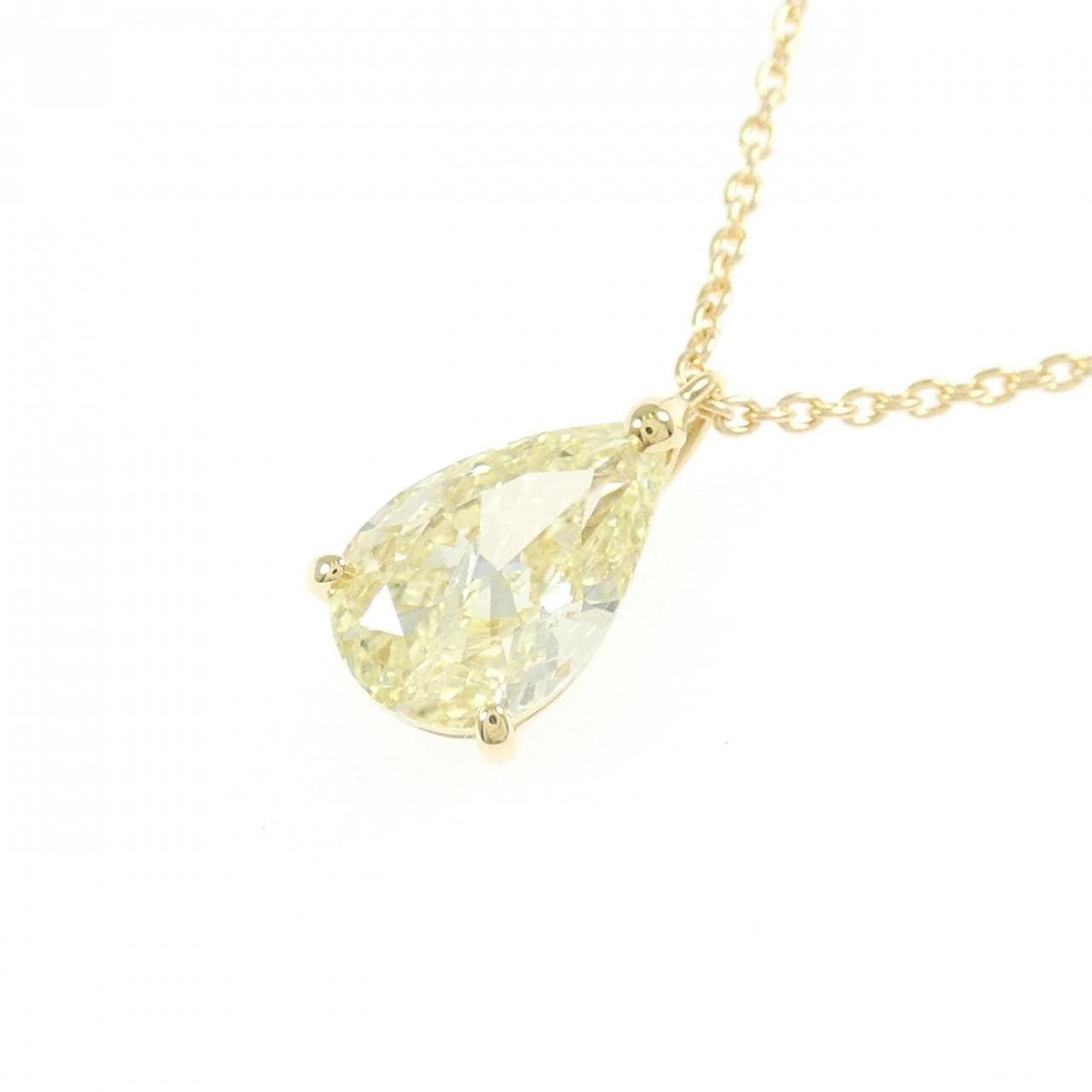 【リメイク】K18YG ダイヤモンド ネックレス 1.013CT LY I1 ペアシェイプ