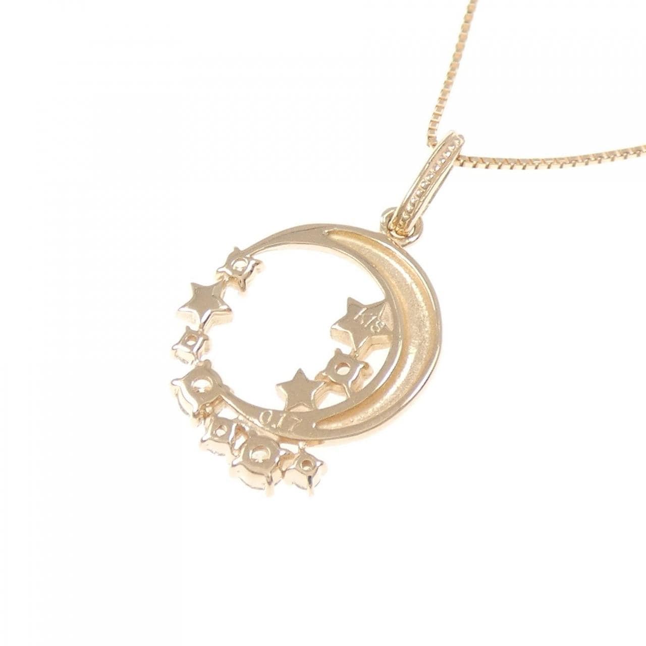 K18PG ムーン×スター ダイヤモンド ネックレス 0.17CT