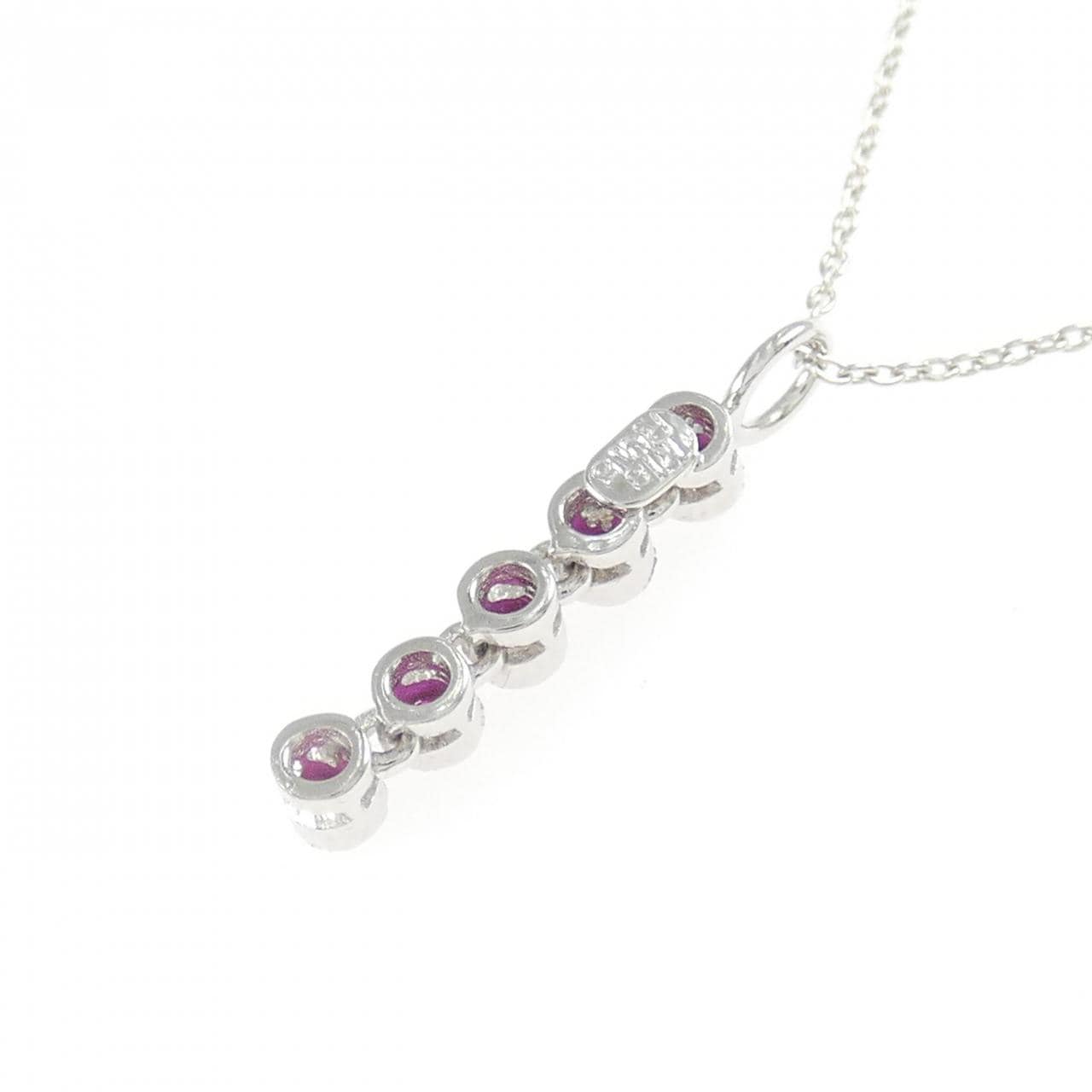 K18WG ルビー ネックレス 0.15CT