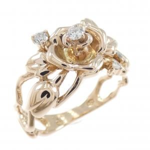 K18PG フラワー ダイヤモンド リング 0.07CT