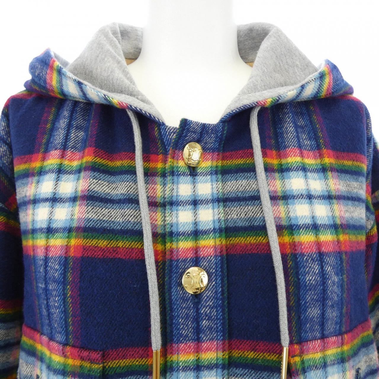 セリーヌ CELINE キルティングチェックオーバーシャツ　トリオンフ 2W16B029X ジャケット