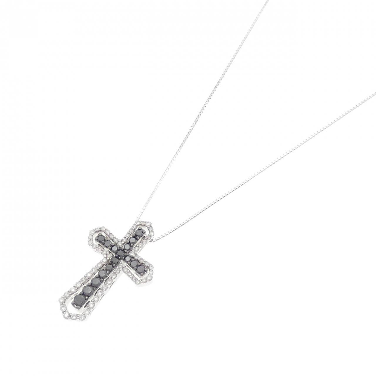 K18WG 2WAY クロス ダイヤモンド ネックレス 1.00CT