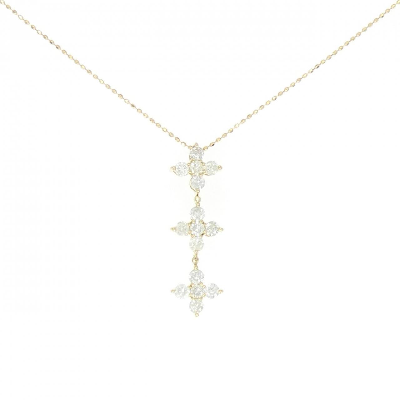 K18YG フラワー ダイヤモンド ネックレス 1.00CT