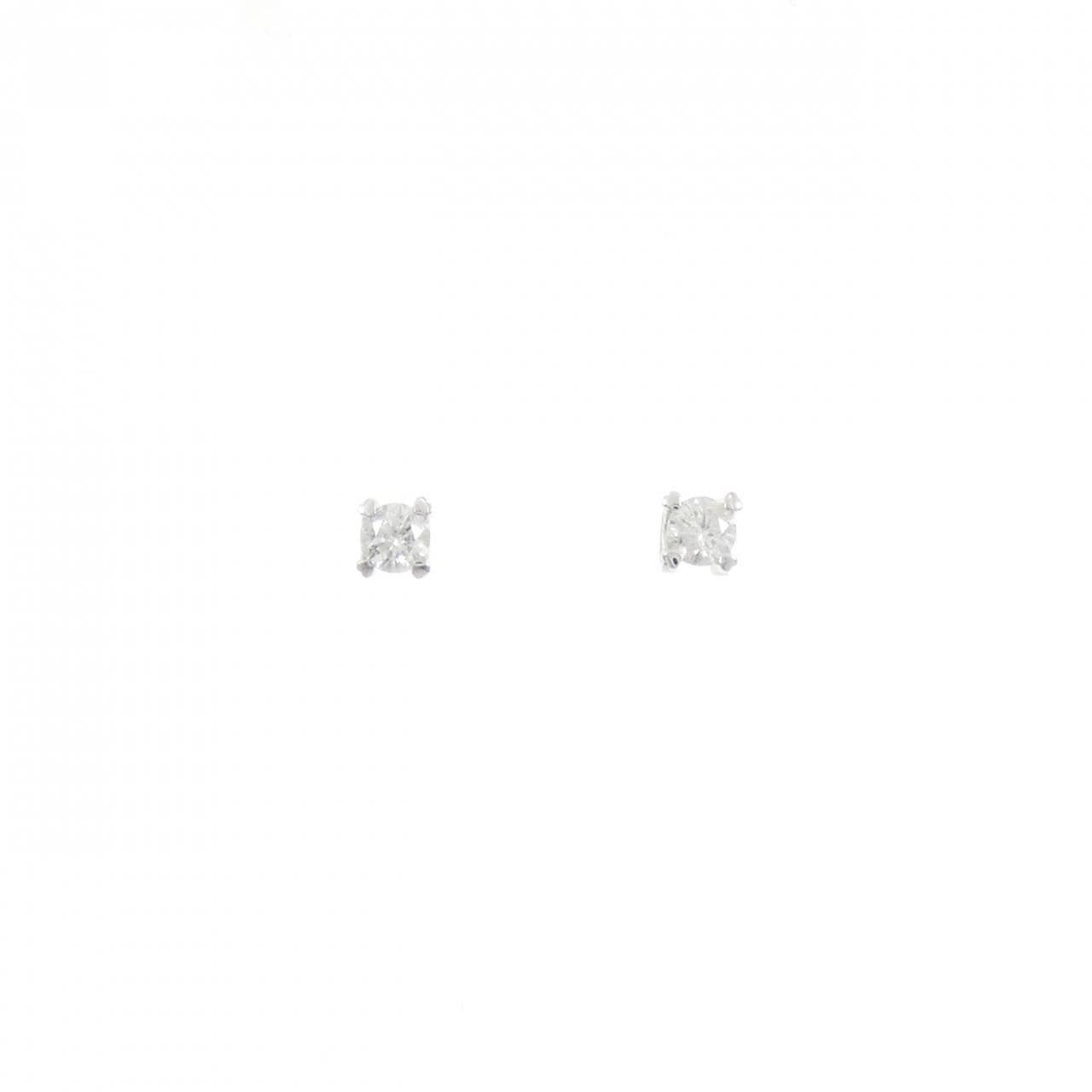 K18WG ソリティア ダイヤモンド ピアス 0.30CT