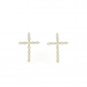 【リメイク】K18YG クロス ダイヤモンド ピアス 0.20CT
