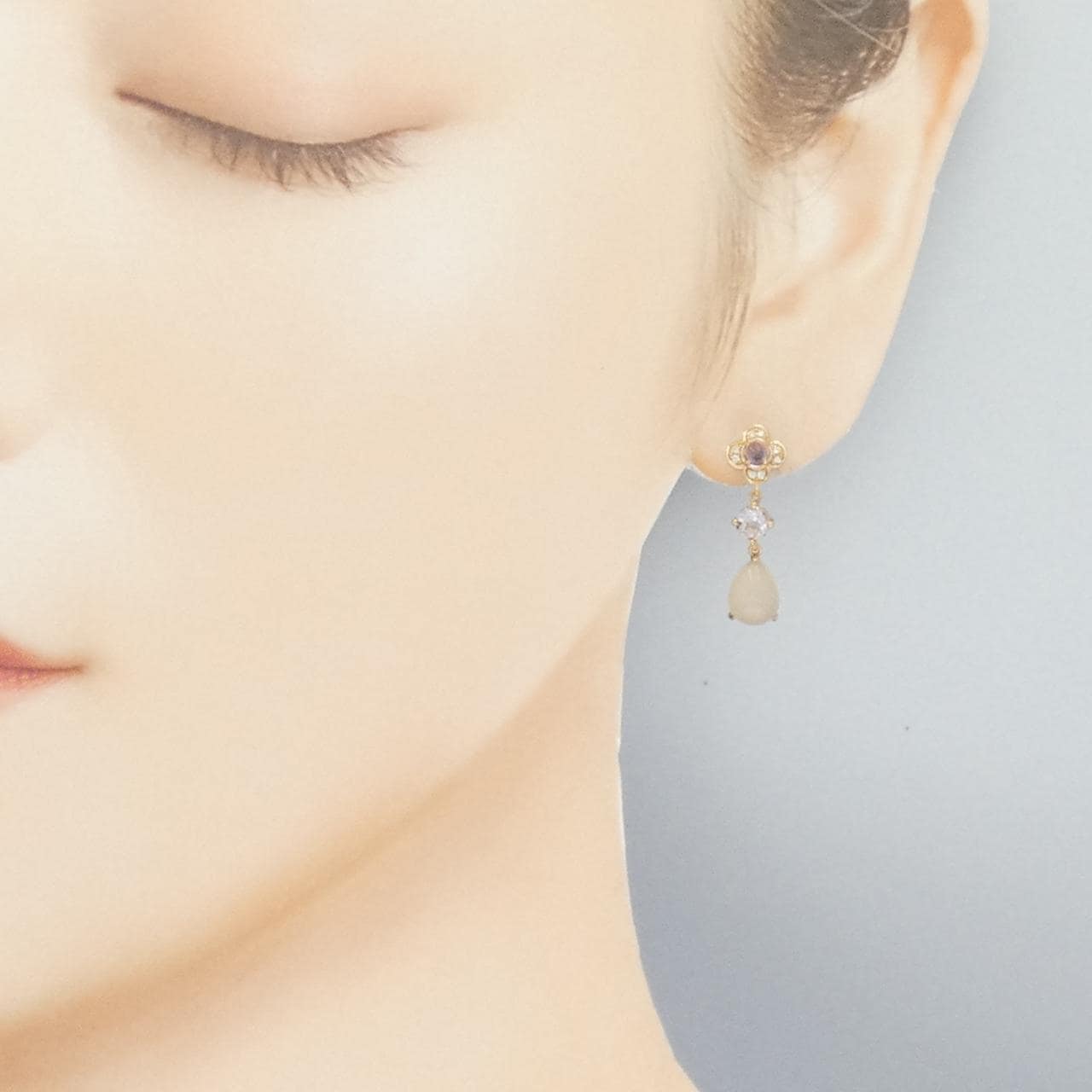 ポンテヴェキオ フラワー カラーストーン ピアス