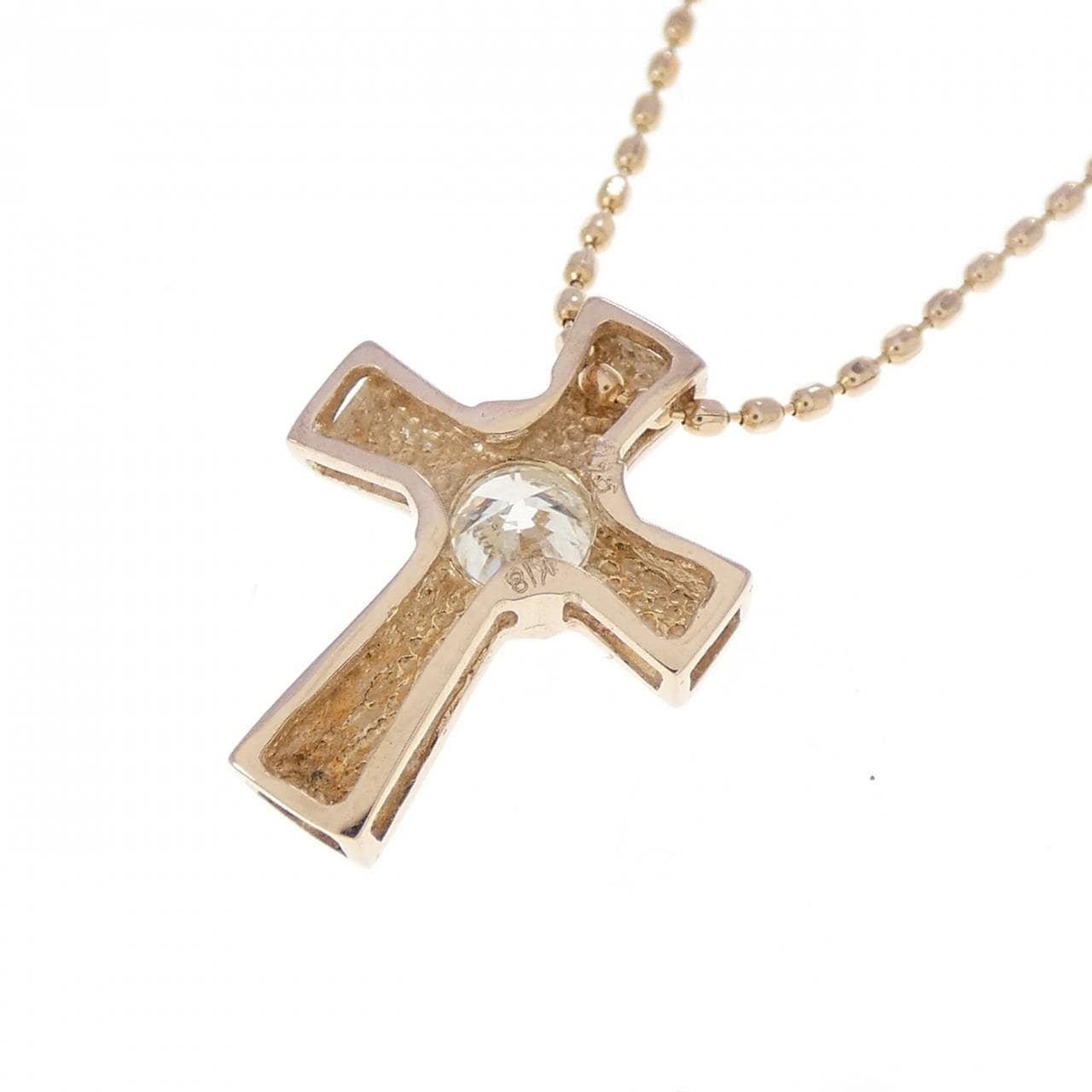K18PG クロス ダイヤモンド ネックレス 0.15CT