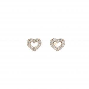K18PG ハート ダイヤモンド ピアス 0.10CT