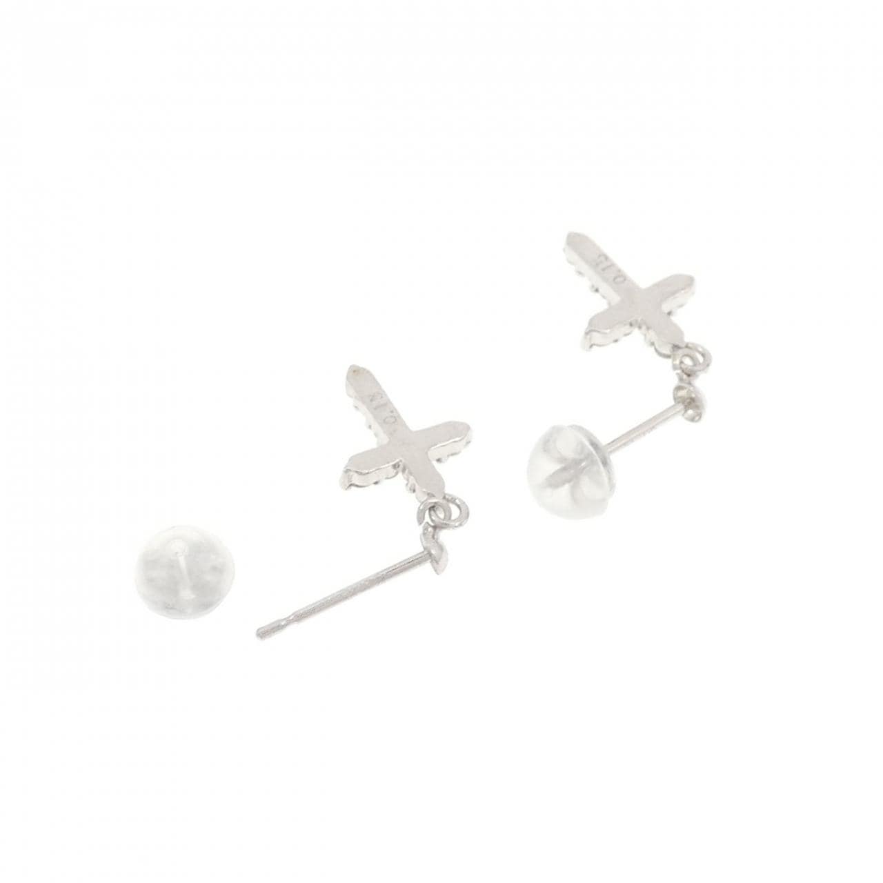 K14WG クロス ダイヤモンド ピアス 0.30CT