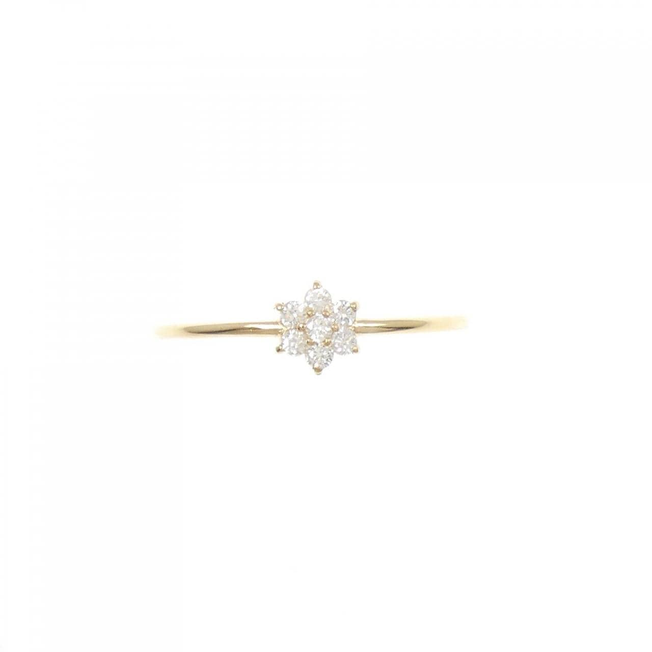 【リメイク】K18YG フラワー ダイヤモンド リング 0.10CT