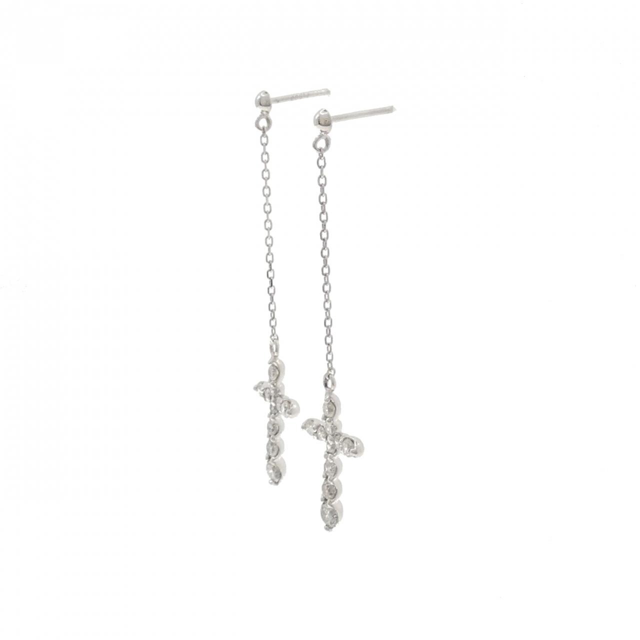 PT900 クロス ダイヤモンド ピアス 0.60CT