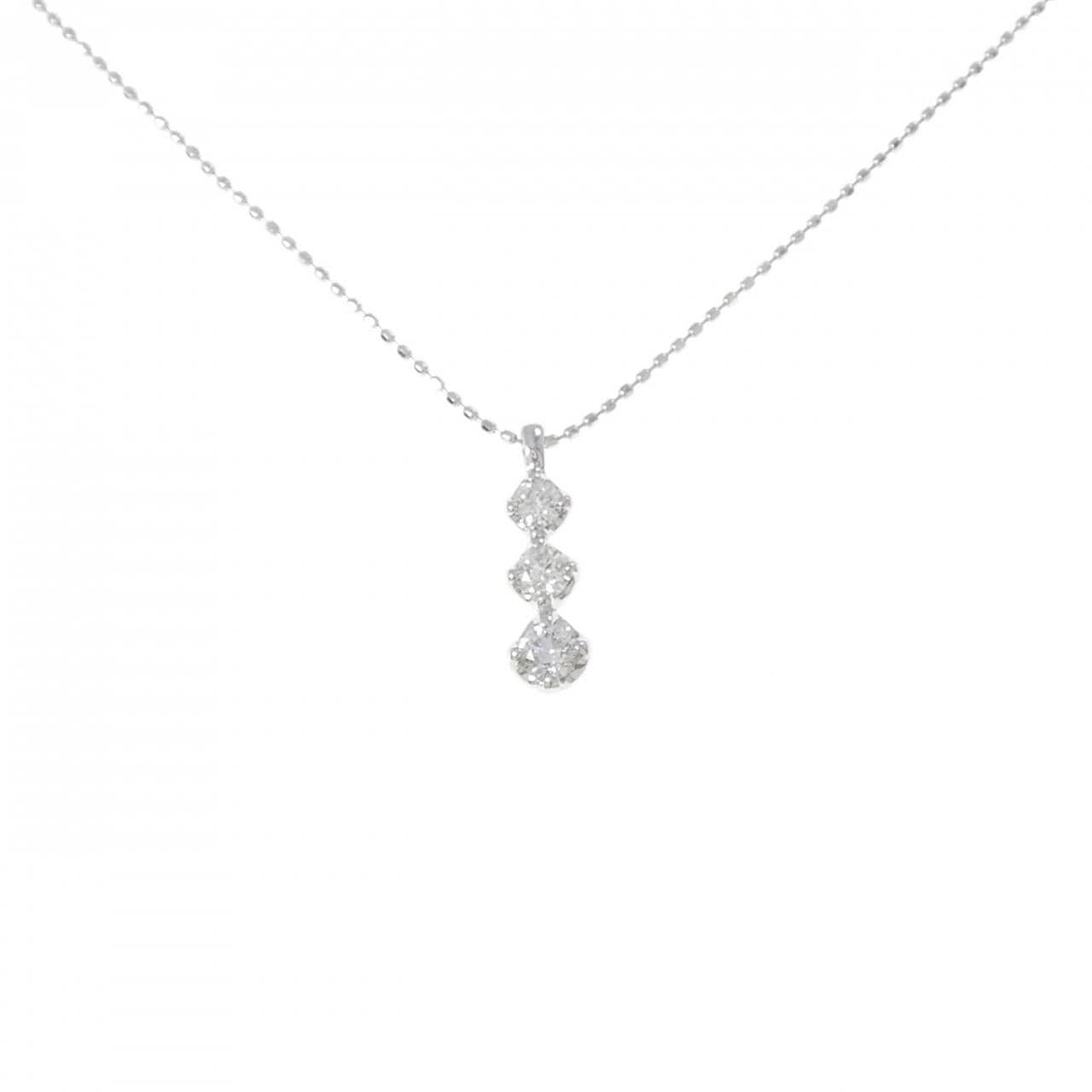 K18WG/750WG Diamond necklace 0.30CT
