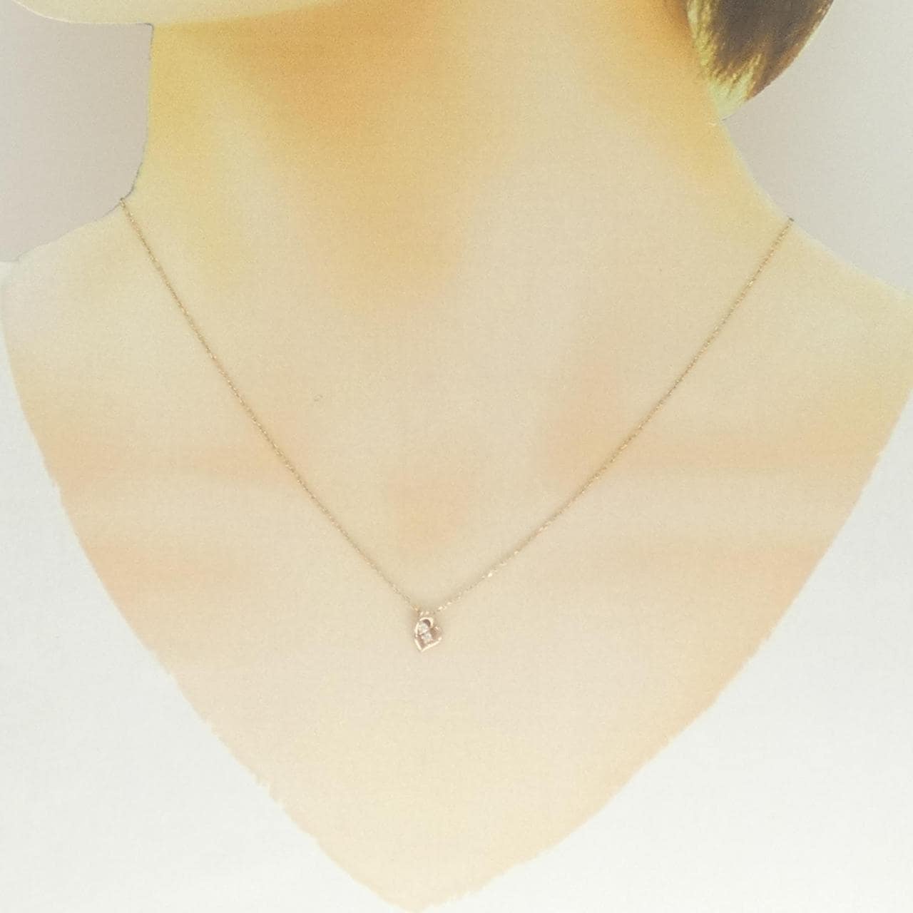 K10PG ハート ダイヤモンド ネックレス 0.02CT