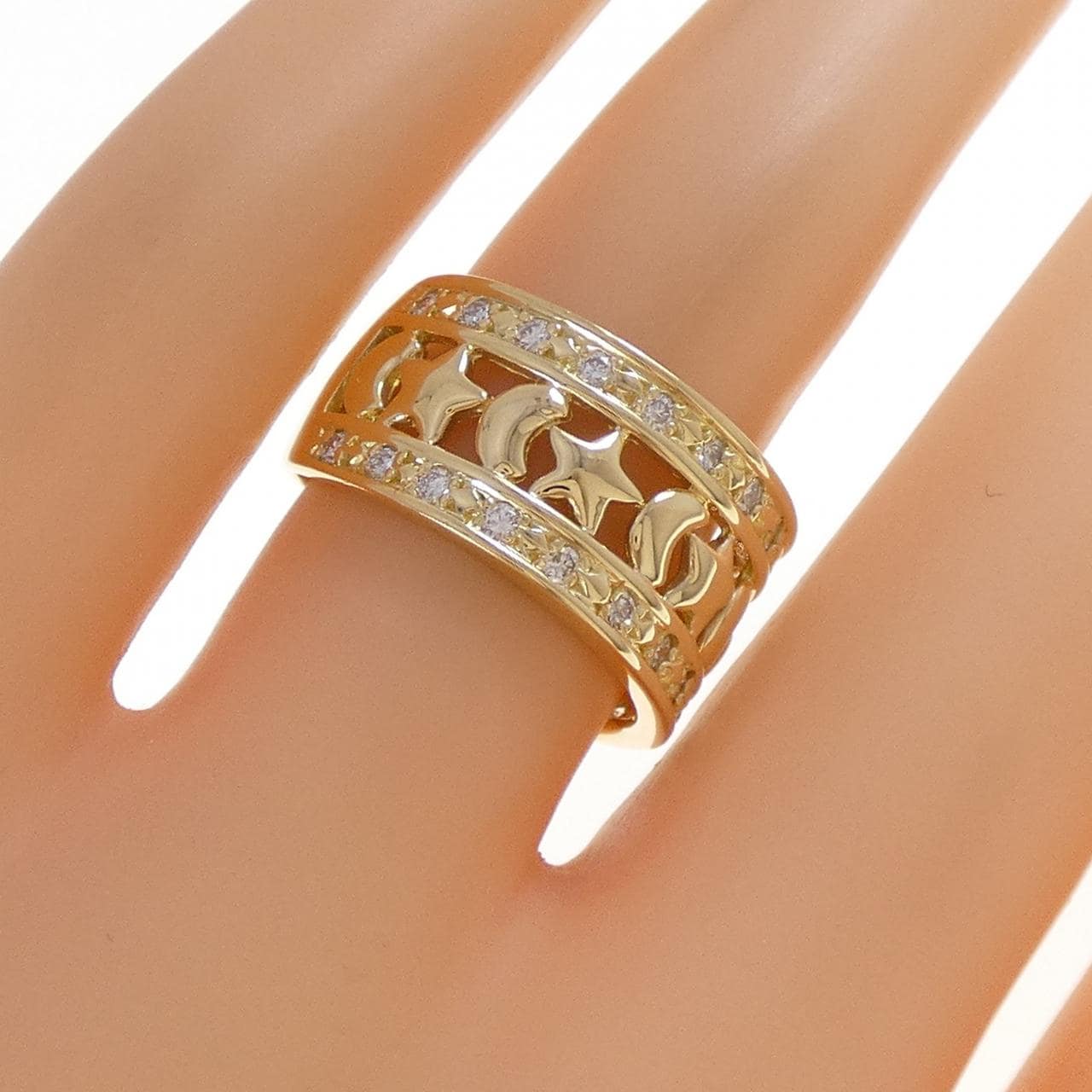 750YG ムーン×スター ダイヤモンド リング