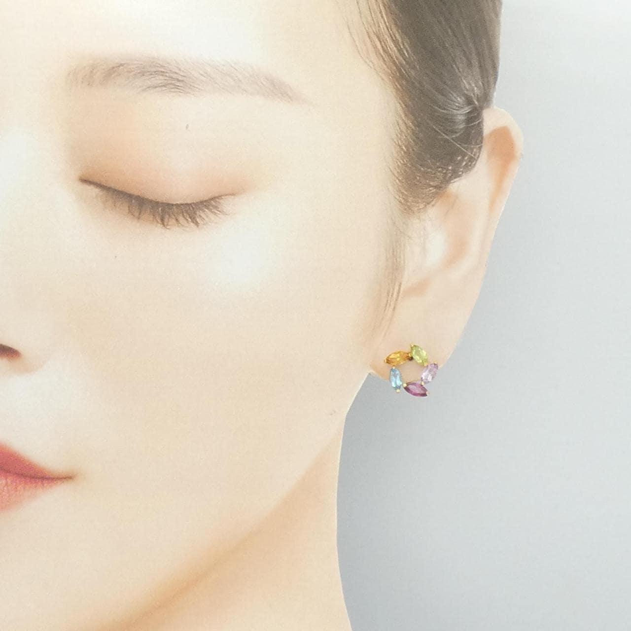 【新品】K18YG カラーストーン ピアス