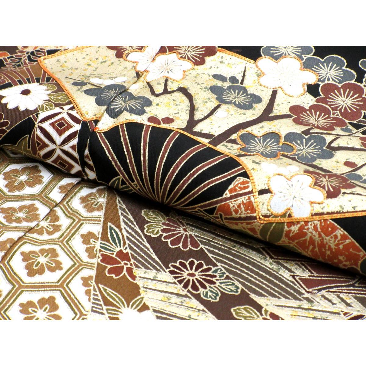 留袖　友禅金彩加工　刺繍入りボカシ染　沢潟　身幅Ｌ寸