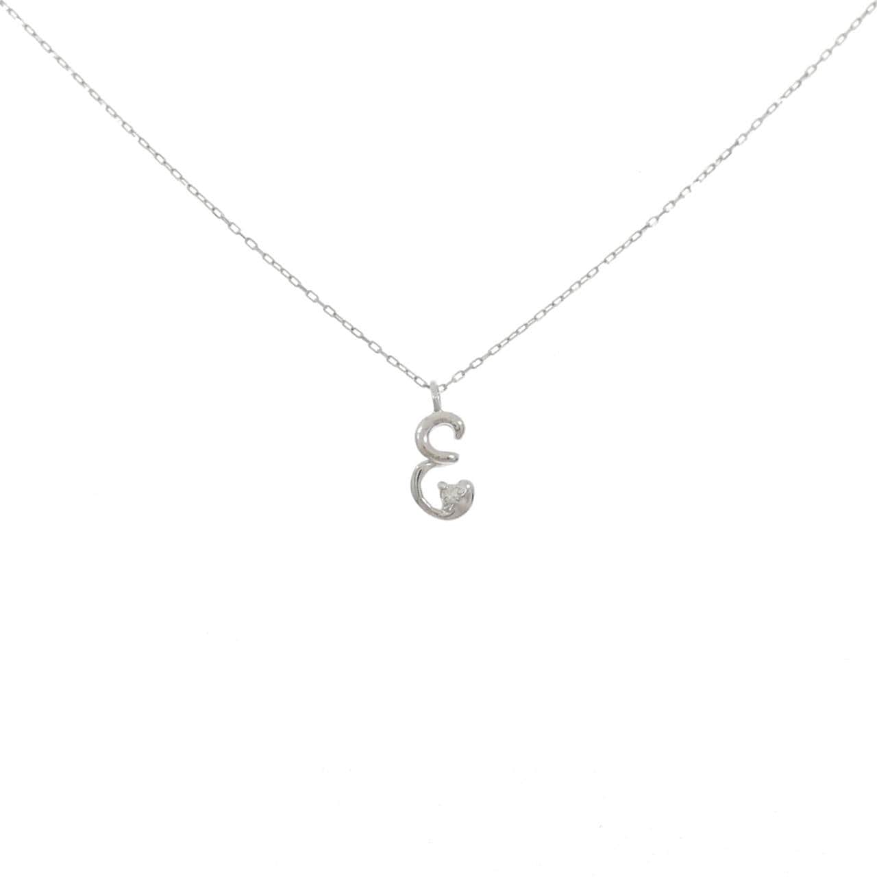 K10WG イニシャルE ダイヤモンド ネックレス 0.01CT